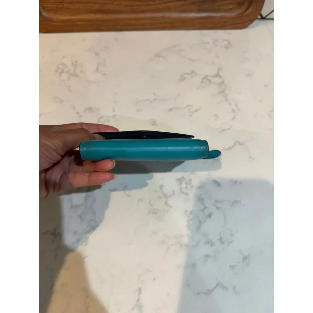 Michael Kors leather small envelope wallet snap closure turquoise 2017 preppy